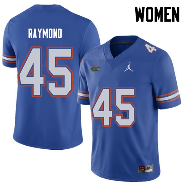 NCAA Florida Gators R.J. Raymond Women's #45 Jordan Brand Royal Stitched Authentic College Football Jersey HXP5064JS